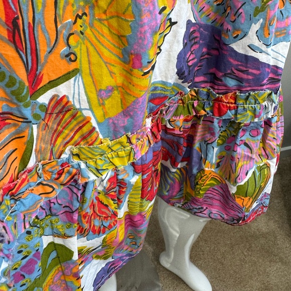 CAROLINE CONSTAS Papillon Flutter Sleeve Butterfly Floral Tiered Mini Dress - Picture 6 of 9